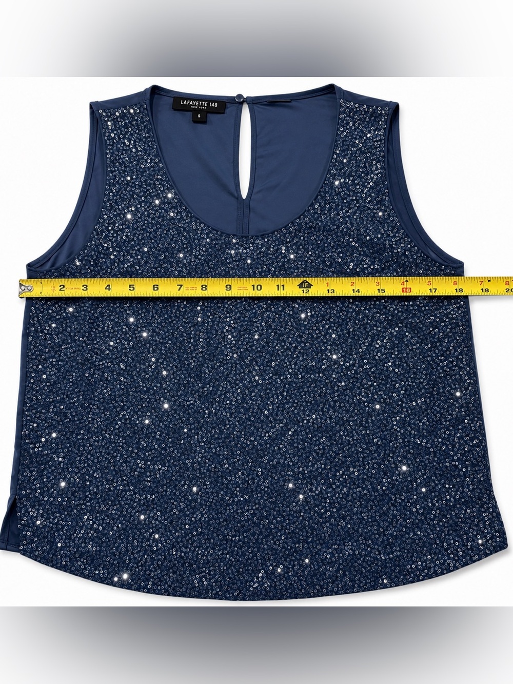 NEW Lafayette 148 New York Navy Sequin Sleeveless Blouse - Picture 5 of 5